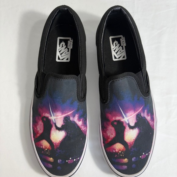 Vans x Star Wars Light Saber Fight Black Classic Slip On Sneaker Shoes M 8 W 9.5